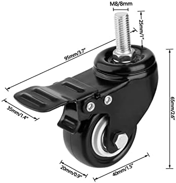 Колички Мебел,тркалца 4 парчиња Тешки 1.5 /2 Вртлив Тркалце Навој Прачка Со Сопирачки Количка Мебел Тркалце М8/М10 Навој Прачка