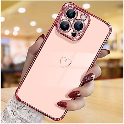 ICREEFUN за Iphone 14 Pro Случај, Симпатична Љубов Срцето Позлата Луксузни Телефон Случај За Жени Девојки, Целосна Заштита на Камерата &засилувач;