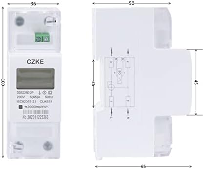 Makee DDS226D-2P LCD единечен мерач на енергија DIN-Rail Energy 65A 100A 220V 230V 50Hz 60Hz Активен енергетски извоз kWh