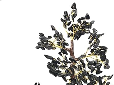 Vibesle Black Tourmilne Bonsai Gemstone Tree & Orgone Pyramid | Фенг Шуи декор Буда соба Бонсаи канцеларија табела со среќа дар духовен чакра заздравување