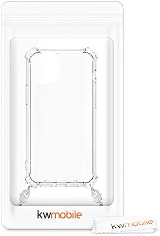 KWMobile Case компатибилен со Apple iPhone 12 Mini - Crossbody Case Clear Transparents TPU Телефонски капак со метален ланци - транспарентен/сребро