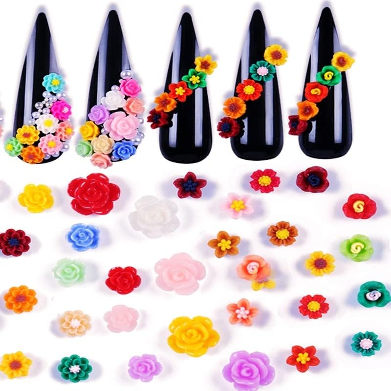 1BAG 3D роза цвет на ноктите уметнички накит Мулти -бои Daisy Nail Supplies за професионални додатоци за дизајн на маникир DIY -