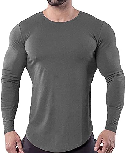 Менс со долги ракави маици компресија удобни истегнувачки маички врвови мажи тесни влажни влакна Брзо суво вежбање кошули
