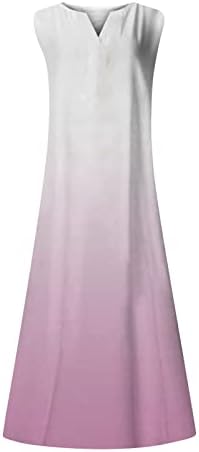 Женски Вграден Фустан Летен Моден Класичен Печатење Во Боја На Вратот Без Ракави Долг Фустан Фустани За Сонце Секојдневен