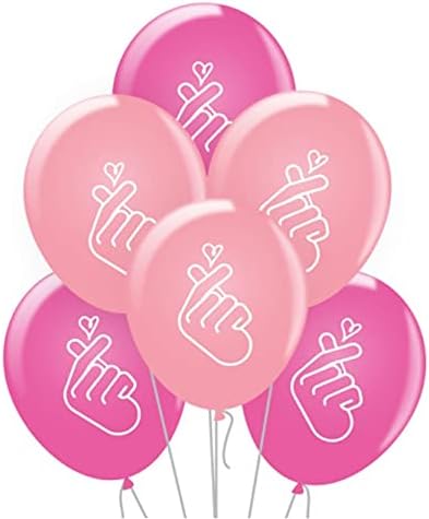 12 Инчен Латекс Балони Корејски Прст Срце Симбол Кпоп Стока За Роденден, Забава, Свадба, К-Поп Концерт, Пинк