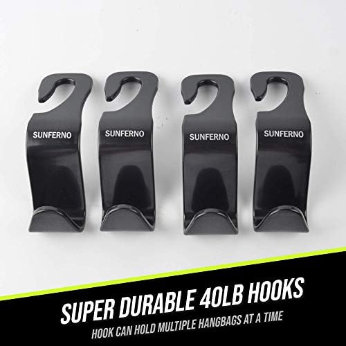 Sunferno Car Head Sperts Hooks 4 Pack - Стилска закачалка за задно седиште за вашата чанта, торби за намирници, чанта за да ги спречите
