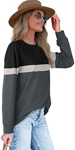 Сампел женски џемпер лабава екипаж со долги ракави кошули за жени врвови за туники