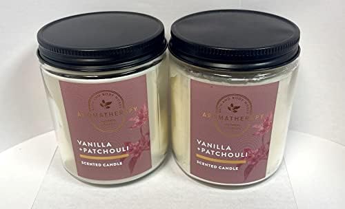 Бања и тело работи 2 парчиња пакувања ароматерапија ванила пачули единечна фитила миризлива свеќа