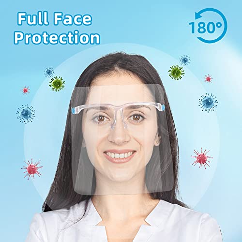 Безбедносен штит за лице Panoptx 200 парчиња со рамка за очила за еднократно анти-магла штит за лице јасна заштитна маска за целосен штит за лице за дневна заштита