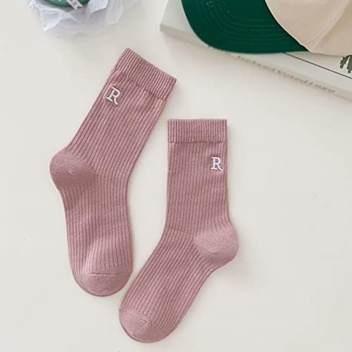 Women'sенски букви везови фудбалски чорапи мажи слатки печати кратки чорапи на глуждот за атлетски удобни подароци за жени
