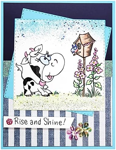 Briartw фарма Animalивотни крави овци од свиња од цвет сонце 2 парчиња чисти гумени марки поставени силиконски заптивки DIY скрип -книги втиснување