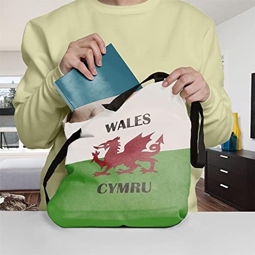 Знамето на Велс Цимру и ДДРАИГ ГОХ - Торба за тота за платно за жени, торба со полиестер, торба за еднократно купување за намирници