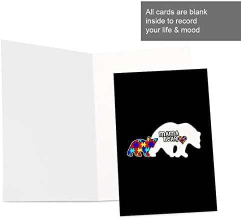 Смешна мама мечка свест за аутизам сите повод честитки за празни белешки картички со коверти 4 ”x 6” роденденски симпатија благодарам