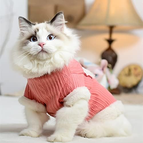 Апот Сфинкс мачка зимска облека миленичиња џемпер џемпер од мачки маици со ракави за есенска зимска розова м
