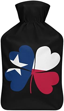Луки Четири лисја Детелина Тексас знаме вреќа со топла вода со кратки кадифни капаци од гума топла вода шишиња преносни раце за