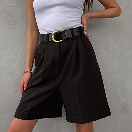 Shortsенски џебни шорцеви со високи половини летни обични фустани шорцеви лабави се вклопуваат кратки панталони трендовски