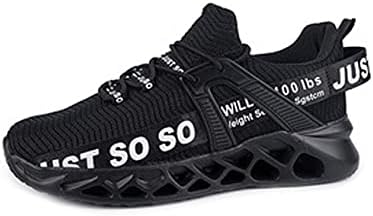 Bestgift двојки патики што дишат летачки ткаени обични чевли сечилото за трчање чевли црна EU48/US13