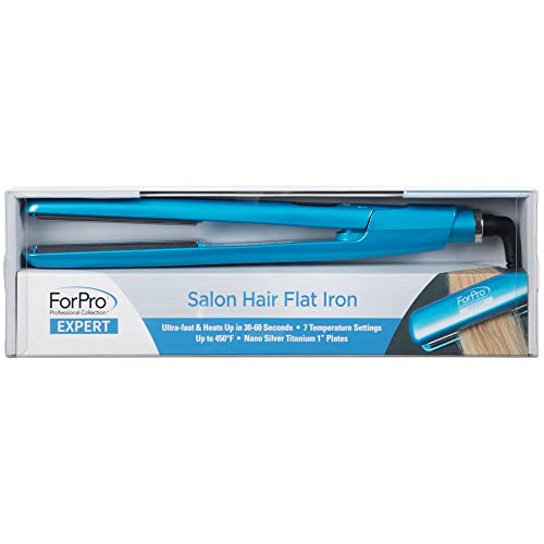 Forpro Expert Salon Hair Flat Iron, Напредна технологија на нано сребрен титаниум, ултра брзо загревање со 7 поставки за топлина,