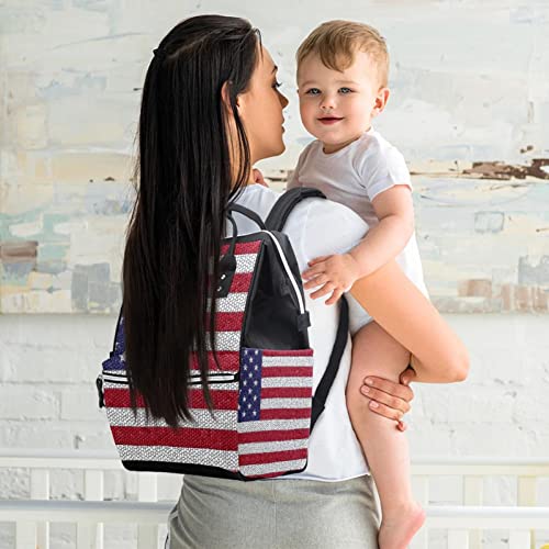 Гроздобер Торбички За Пелени Со Американско Знаме Ранец За Мумии Торба За Пелени Со Голем Капацитет За Нега На Бебиња