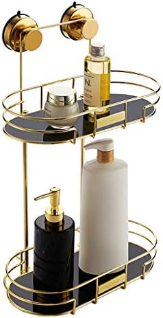 Jjjzs бања вшмукување wallидни лавици монтирани, држачи за чаши за миење на уста, креативни лавици за складирање на злато, заштеда