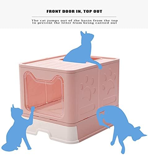 Џеј Д. Л Голема Склопувачка Кутија За Отпадоци За Мачки Со Капак, Целосно Затворен Тоалет За Мачки, Резерви За Мачки За Да Спречите Прскање