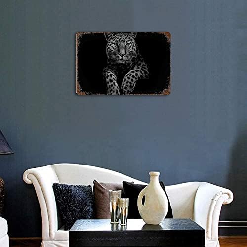 Црно -бел тигар портрет метал ретро wallидни слики што висат слика на сите печатени плакета постер железна плоча уметност декоративна