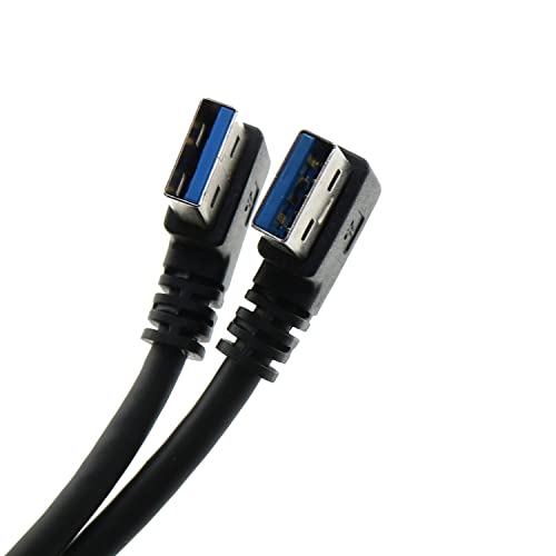 Meetoot 2 парчиња десен агол 90 степени машки до женски USB 3.0 продолжен кабел 30см Супер брзина 5Gbps USB Кабли за полнење на податоци