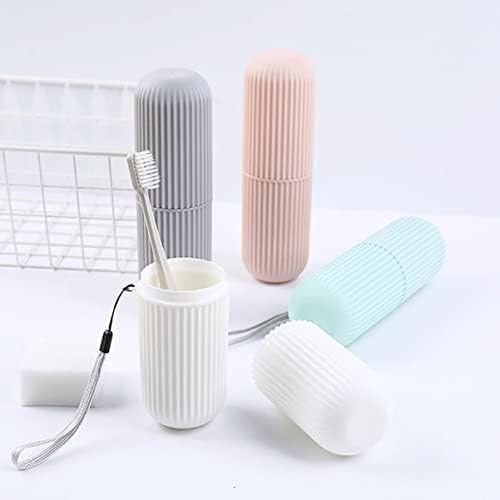 Исценета 3 парчиња бела мешана боја пластична четка за заби за уста за миење патувања за миење патувања деловни преносни чаши за кампување за употреба случај розов?