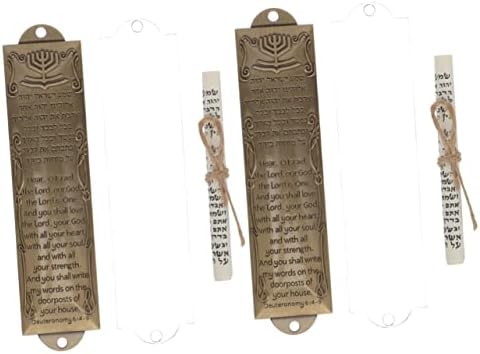 Amosfun 2 поставува религиозен свето свиток гроздобер декор легура мезуза занает мезуза украден мезуза декор подарок легура метал декоративен