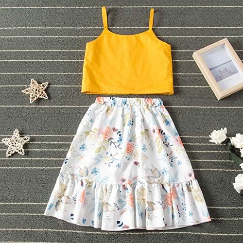 Дете за бебиња девојчиња Руфл каиш Врв+Бохо цветно здолниште лето облека облека со две парчиња сет