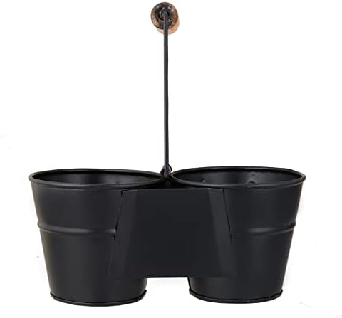Црна кофа форма на кади обична 8,5 x 4,5 x 4 без рачка за преклопување 2 корпи за прегради, црна прибор за да се организираат лажици за готвење,