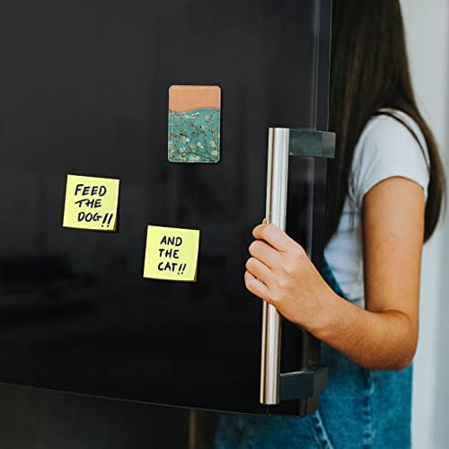 FINCIBO PU кожа самолеплива Универзална држач за кредитни картички за сите паметни мобилни мобилни телефони - бадем цвет Ван Гог