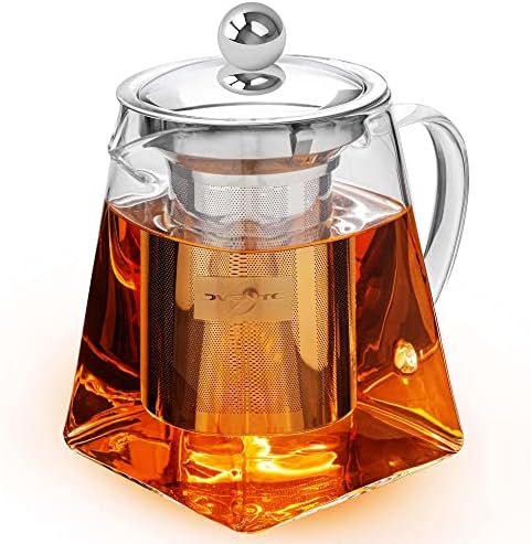 Стаклен чајник со овален со отстранлив инфузер од нерѓосувачки челик, замрзнувач, шпорет и машина за миење садови, безбеден, издржлив