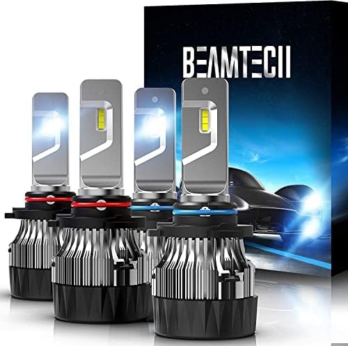 BEAMTECH LED Светилки, 9005 HB3+9006 HB4 16000LM 70W 30mm Heatsink База CSP Чипови 6500K Конверзија Комплет 2 Поставува Ксенон Бела Мала Големина