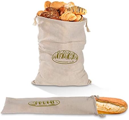 Ахјуан Природни Ленени Кеси за Леб 2пакувајте Ленен Лен За Домашен Леб Еднократно Вреќи За Складирање Храна Еднократно Вреќи За Леб