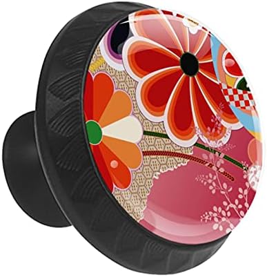 12 Парчиња Цветни Стаклени Копчиња Во Јапонски Стил За Фиоки за Комоди, 1,37 х 1,10 Во Тркалезен Кујнски Ормар Повлекува За