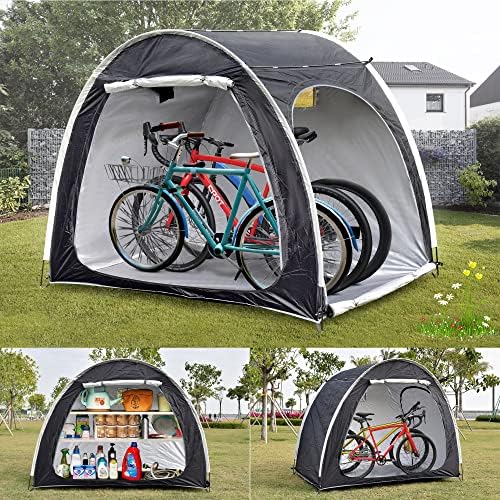 Складирање на велосипед за покривање на отворено преносен шатор за велосипеди за 4 велосипеди PU4000 водоотпорна ткаенина издржлива 210D Оксфордска