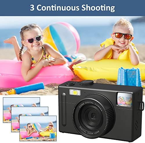 Детска Дигитална Камера, FHD 1080p 24mp Компактна Камера, 1500mah Камера за Полнење 3.0 инчен Екран Фотографија Камера, Пренослива