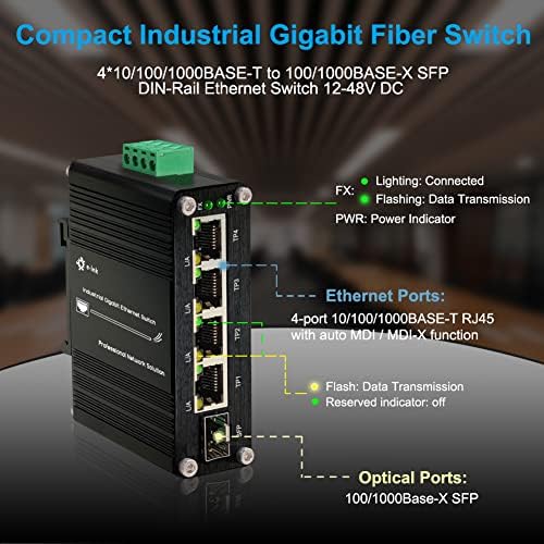 Throncom Industrial Gigabit 4 Ports Ethernet Switch зацврстен 10/100/1000Mbps прекинувач со влакна со 100/1000m прилагодлив