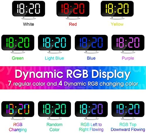 Wulawindy RGB Будилник - ДИГИТАЛНИ LED Часовници Огледало Површина Со Двојна USB Порти За Шминка Најдобрите Модерни Украси Homeетски Дома Спална