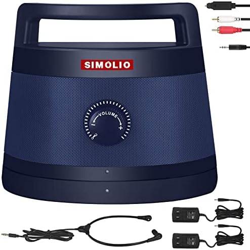 Simolio 2.4G Преносен безжичен ТВ звучник и слушалки за безжични ТВ, истакнување на глас, без спарување, без задоцнување, опсег од 100