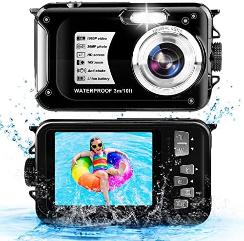 30MP водоотпорна камера 2,7 инчен екран 1080p подводна камера со висока дефиниција со континуирано снимање погодно за подводни спортисти, почетници