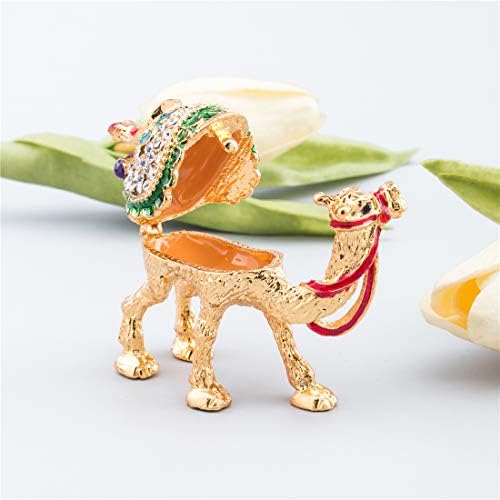 Yu feng crystal camel figurines украс украс, статуи на златни емајли камили, кутија за накит за накит