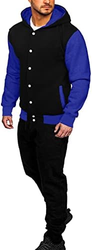 Комплетна тренерка за машка зимска јакна за панталони, случајна лабава боја што одговара на бејзбол костум, топло случајно