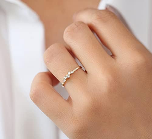 Koguxuix едноставни 18K златни прстени за тинејџерски девојки чисти свадбени венчавки прстен 18K злато ангажирање стабилно CZ кристален