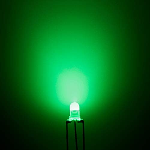 Chanzon 100 парчиња 3мм црвени и зелени дифузни LED диоди светла Вообичаена анода Светла осветлување на сијалички сијалички за електроника