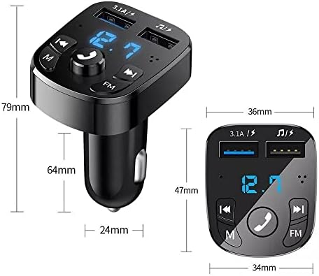 FM Bluetooth Transmiter за автомобил, безжичен Bluetooth радио адаптер комплет за автомобили MP3 Player Audio Music Stereo, Handsfree