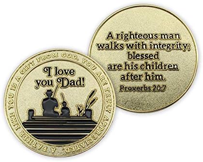 Монета на таткото, Те Сакам Тато Знак На Благодарност, Масовно Пакување од 10, Позлатена Монета За Предизвик, Поговорки 20: 7, Божји Човек,