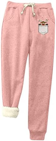 Женски зимски топли џемпери влечејќи атлетски џогерни панталони Божиќни ирваси термички панталони Шерпа пижами