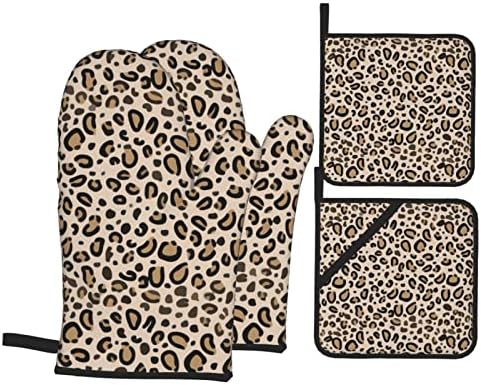 Леопард печати природен лов на отпорни на топлина митници и држачи за држачи за тенџере